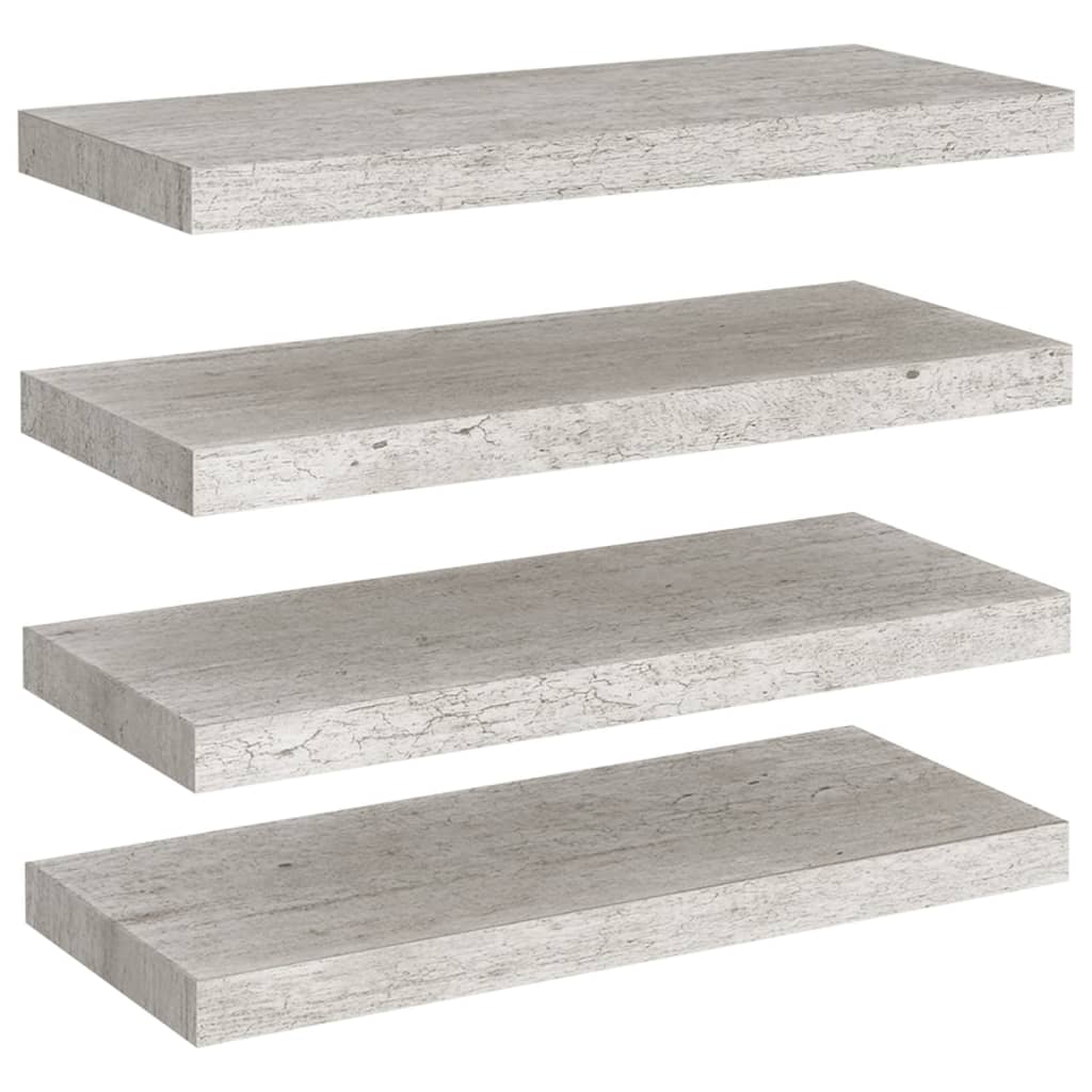 Wandschappen Zwevend 4 St 60X23,5X3,8 Cm Mdf Betongrijs 60 x 23.5 x 3.8 cm