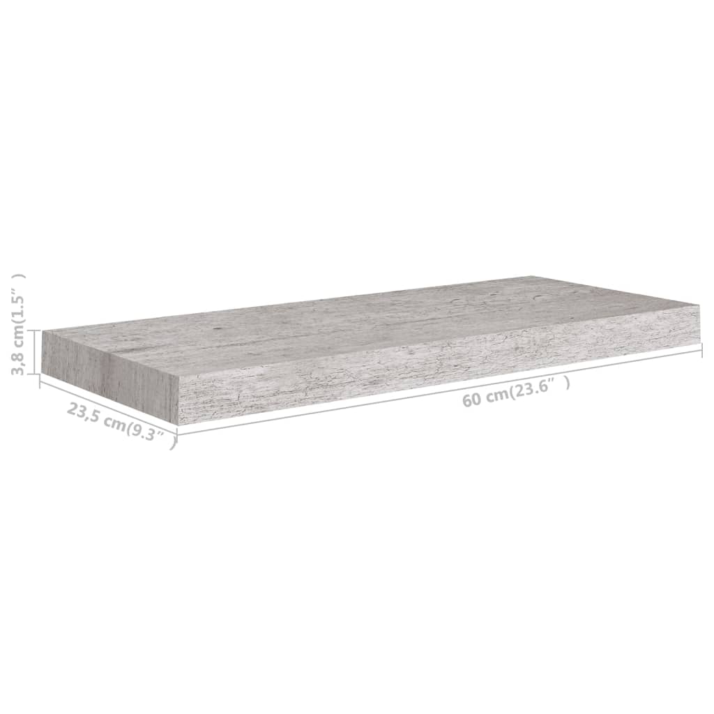 Wandschappen Zwevend 4 St 60X23,5X3,8 Cm Mdf Betongrijs 60 x 23.5 x 3.8 cm