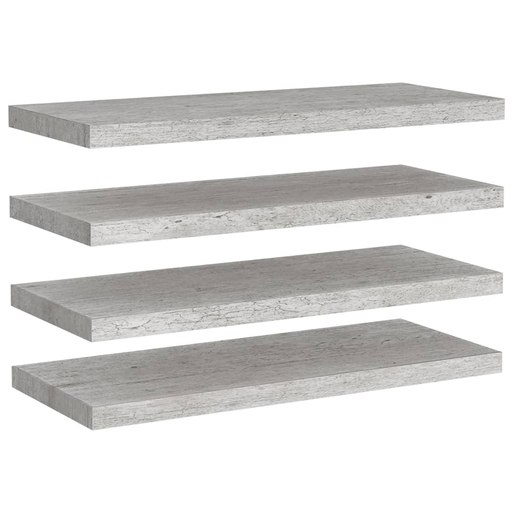 Wandschappen Zwevend 4 St 80X23,5X3,8 Cm Mdf Betongrijs 80 x 23.5 x 3.8 cm