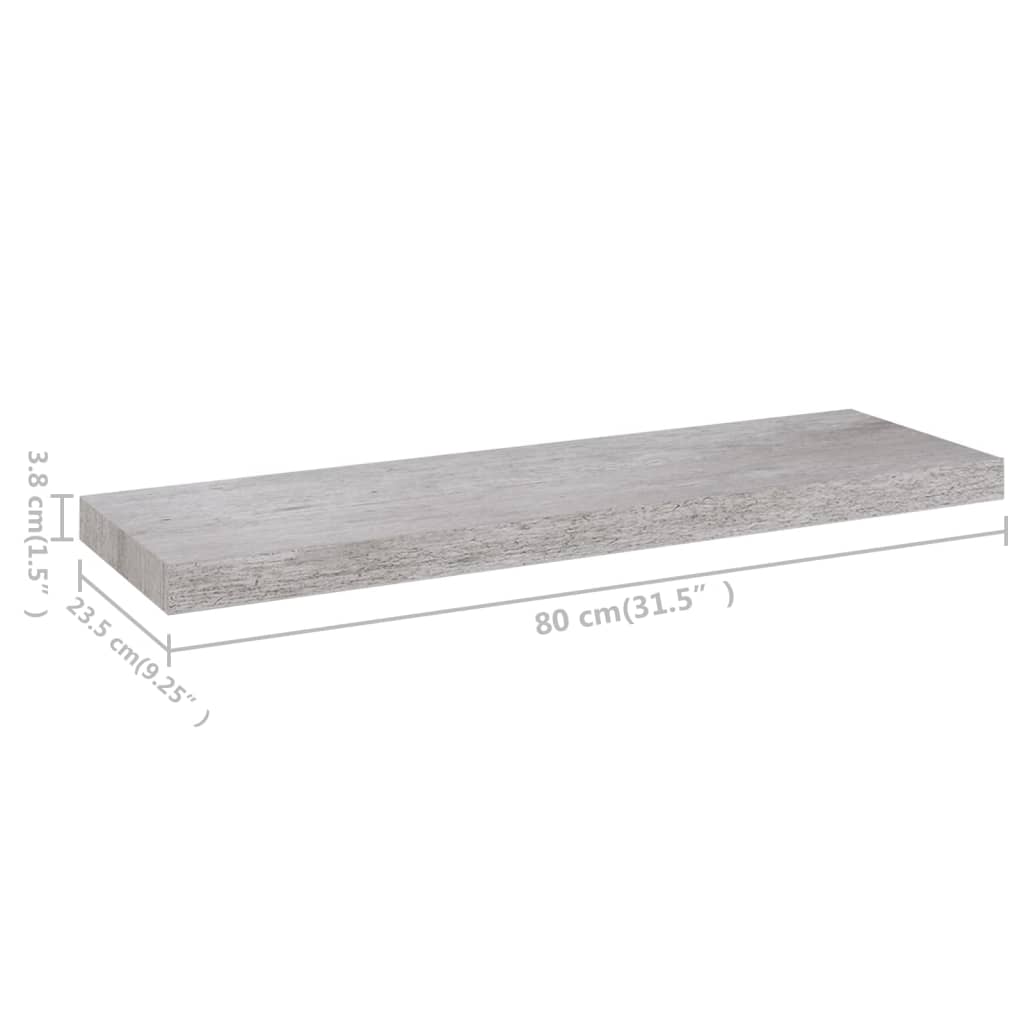 Wandschappen Zwevend 4 St 80X23,5X3,8 Cm Mdf Betongrijs 80 x 23.5 x 3.8 cm