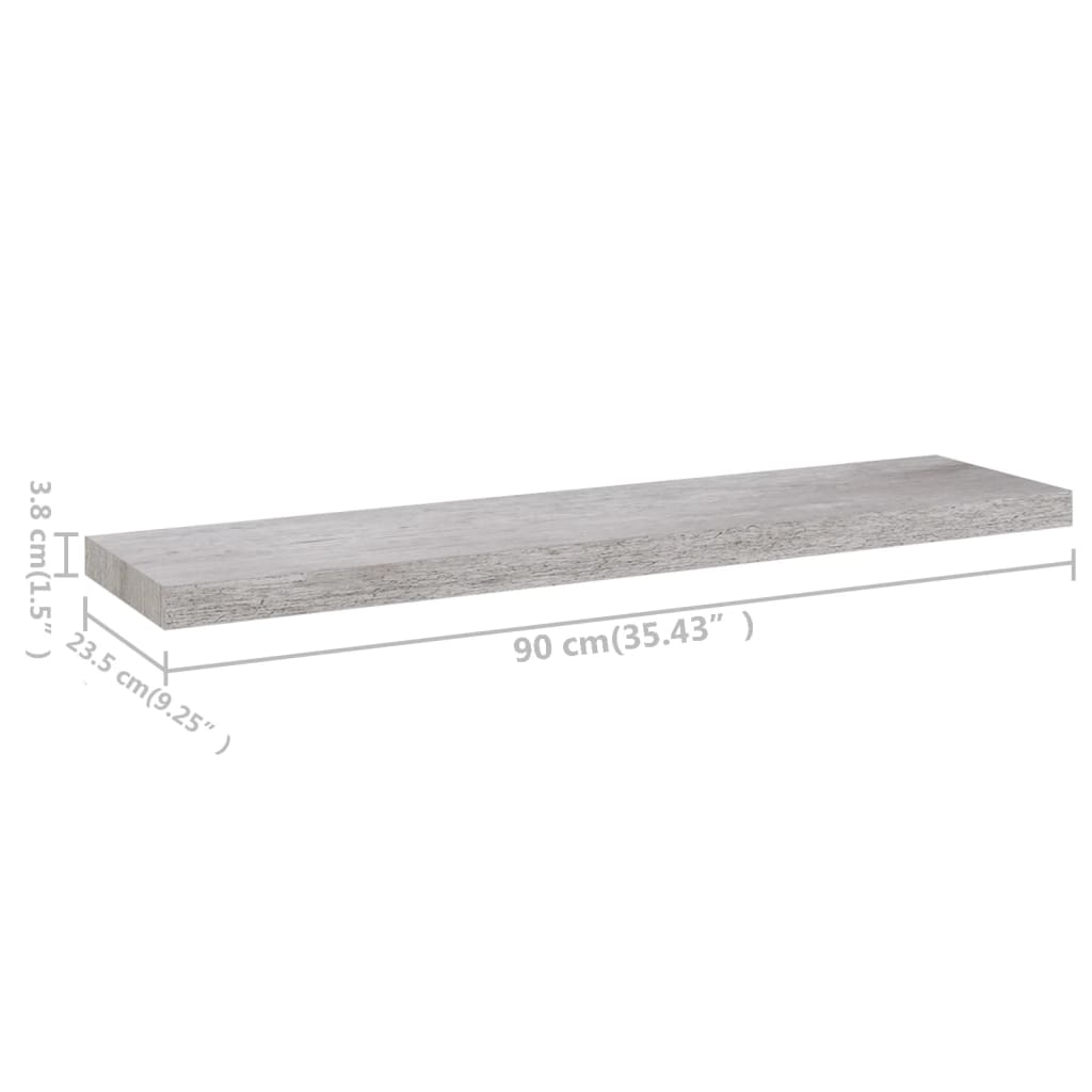 Wandschappen Zwevend 4 St 90X23,5X3,8 Cm Mdf Betongrijs 90 x 23.5 x 3.8 cm