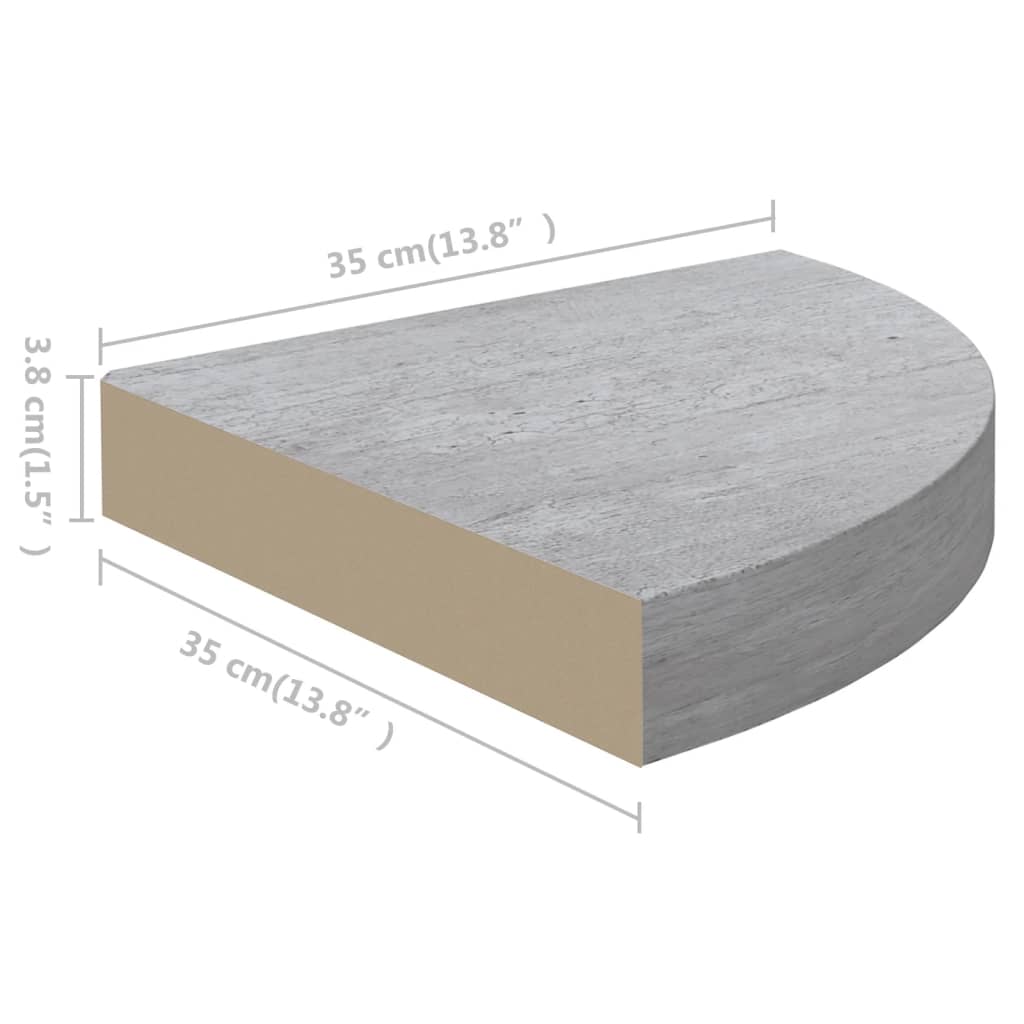 Hoekwandschappen 4 St 35X35X3,8 Cm Mdf Betongrijs 35 x 35 x 3.8 cm