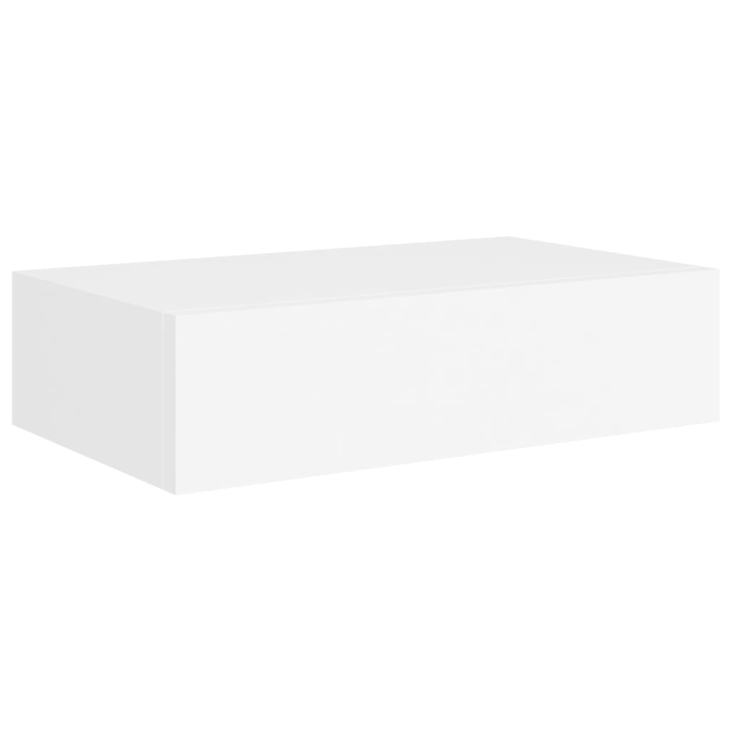 Wandschappen 2 St Met Lade 40X23,5X10 Cm Mdf Wit 40 x 23.5 x 10 cm