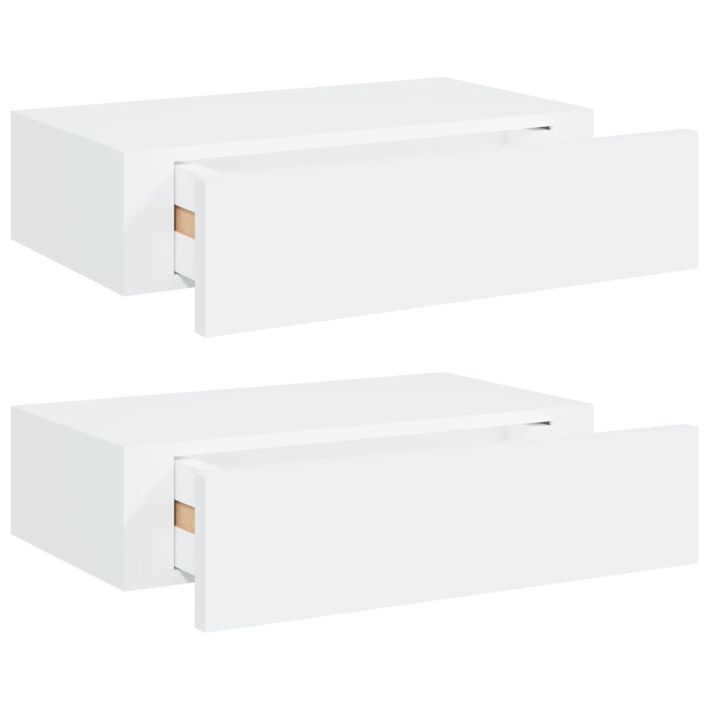 Wandschappen 2 St Met Lade 40X23,5X10 Cm Mdf Wit 40 x 23.5 x 10 cm