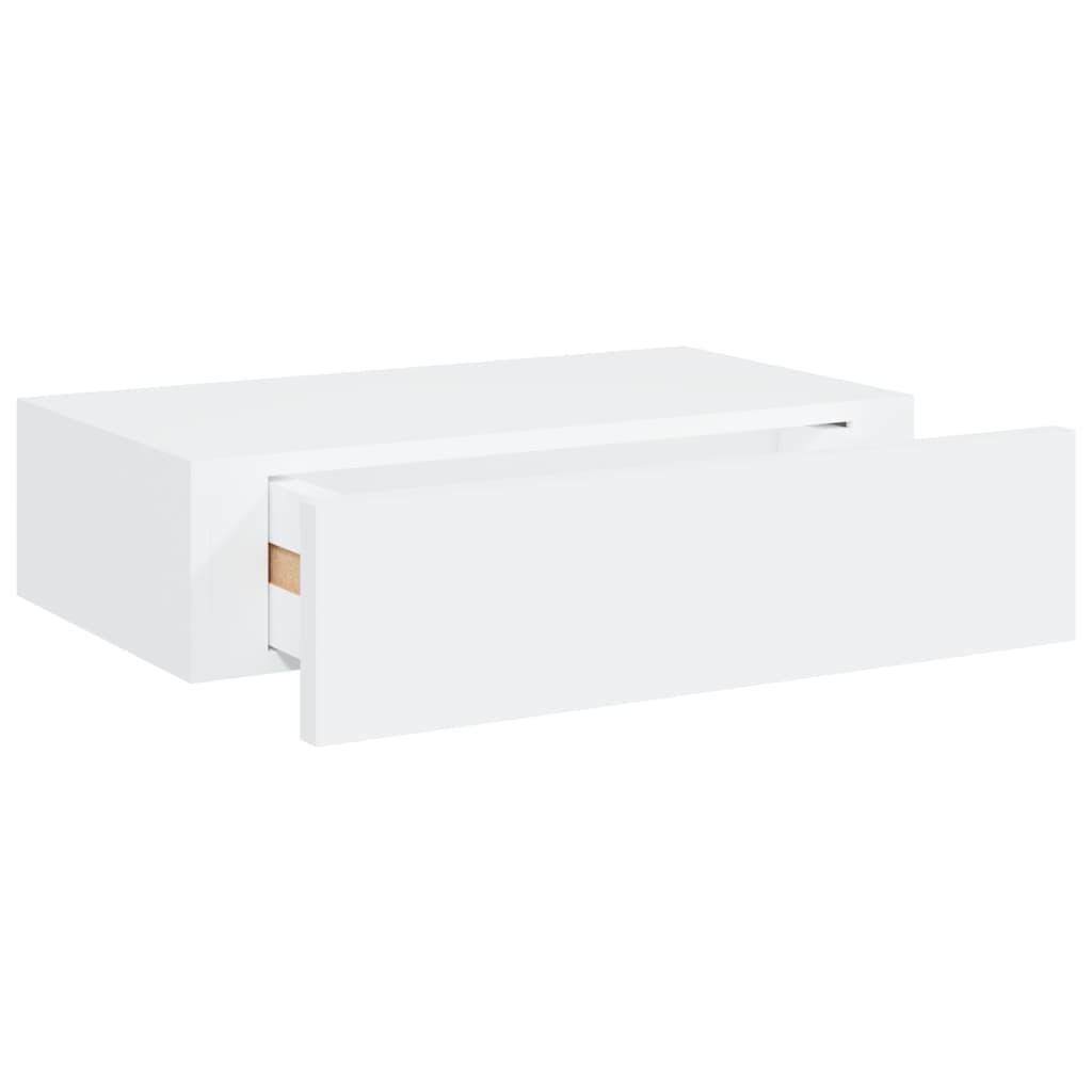 Wandschappen 2 St Met Lade 40X23,5X10 Cm Mdf Wit 40 x 23.5 x 10 cm