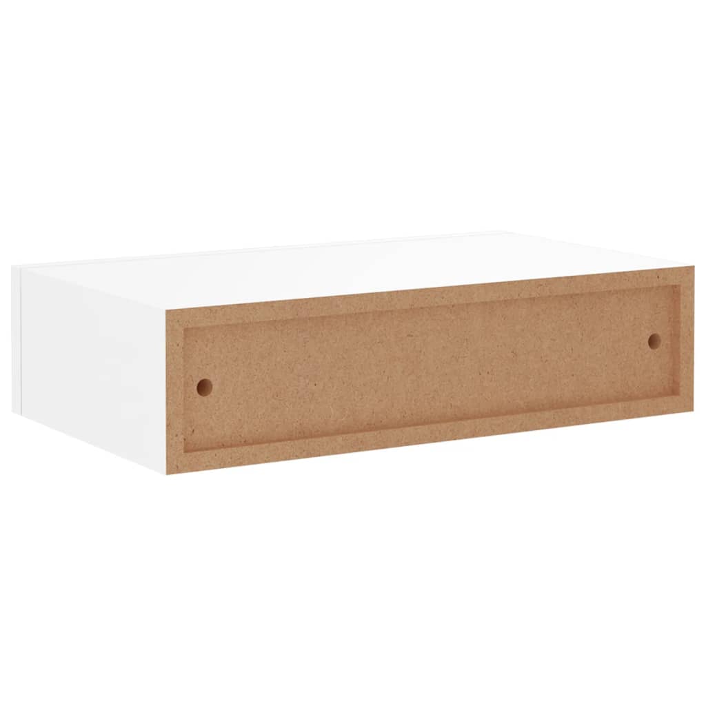 Wandschappen 2 St Met Lade 40X23,5X10 Cm Mdf Wit 40 x 23.5 x 10 cm