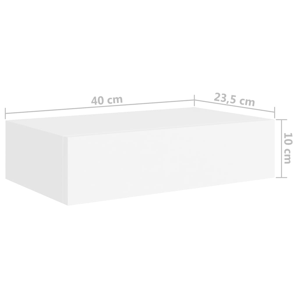 Wandschappen 2 St Met Lade 40X23,5X10 Cm Mdf Wit 40 x 23.5 x 10 cm