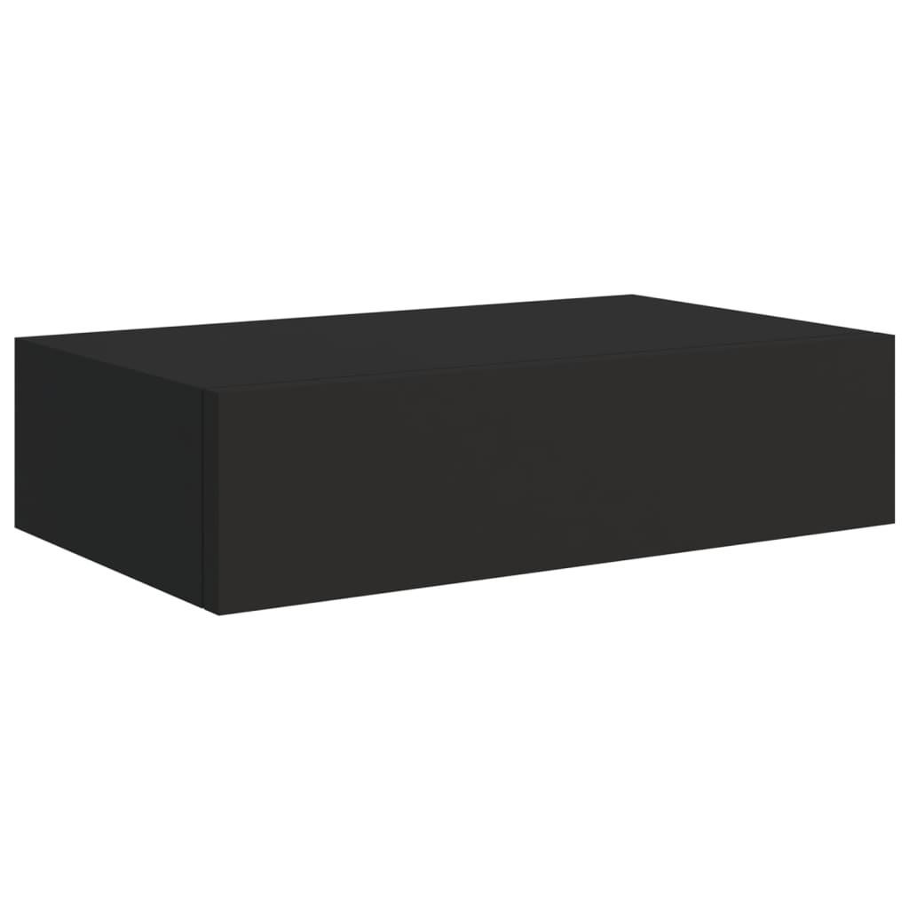 Wandschappen 2 St Met Lade 40X23,5X10 Cm Mdf Zwart 40 x 23.5 x 10 cm