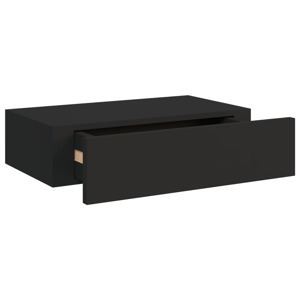 Wandschappen 2 St Met Lade 40X23,5X10 Cm Mdf Zwart 40 x 23.5 x 10 cm