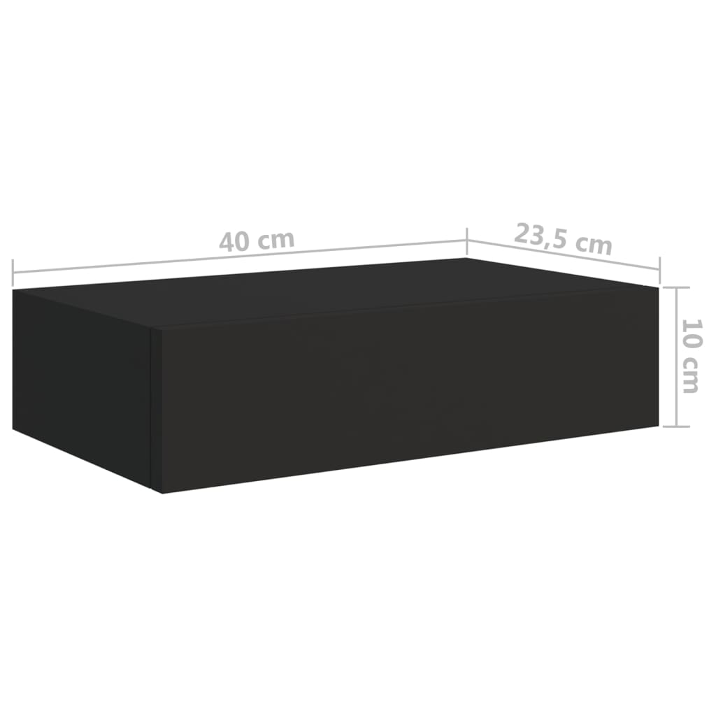 Wandschappen 2 St Met Lade 40X23,5X10 Cm Mdf Zwart 40 x 23.5 x 10 cm