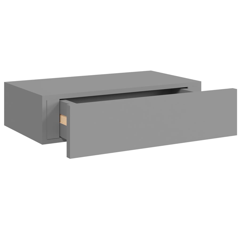 Wandschappen 2 St Met Lade 40X23,5X10 Cm Mdf Grijs 40 x 23.5 x 10 cm