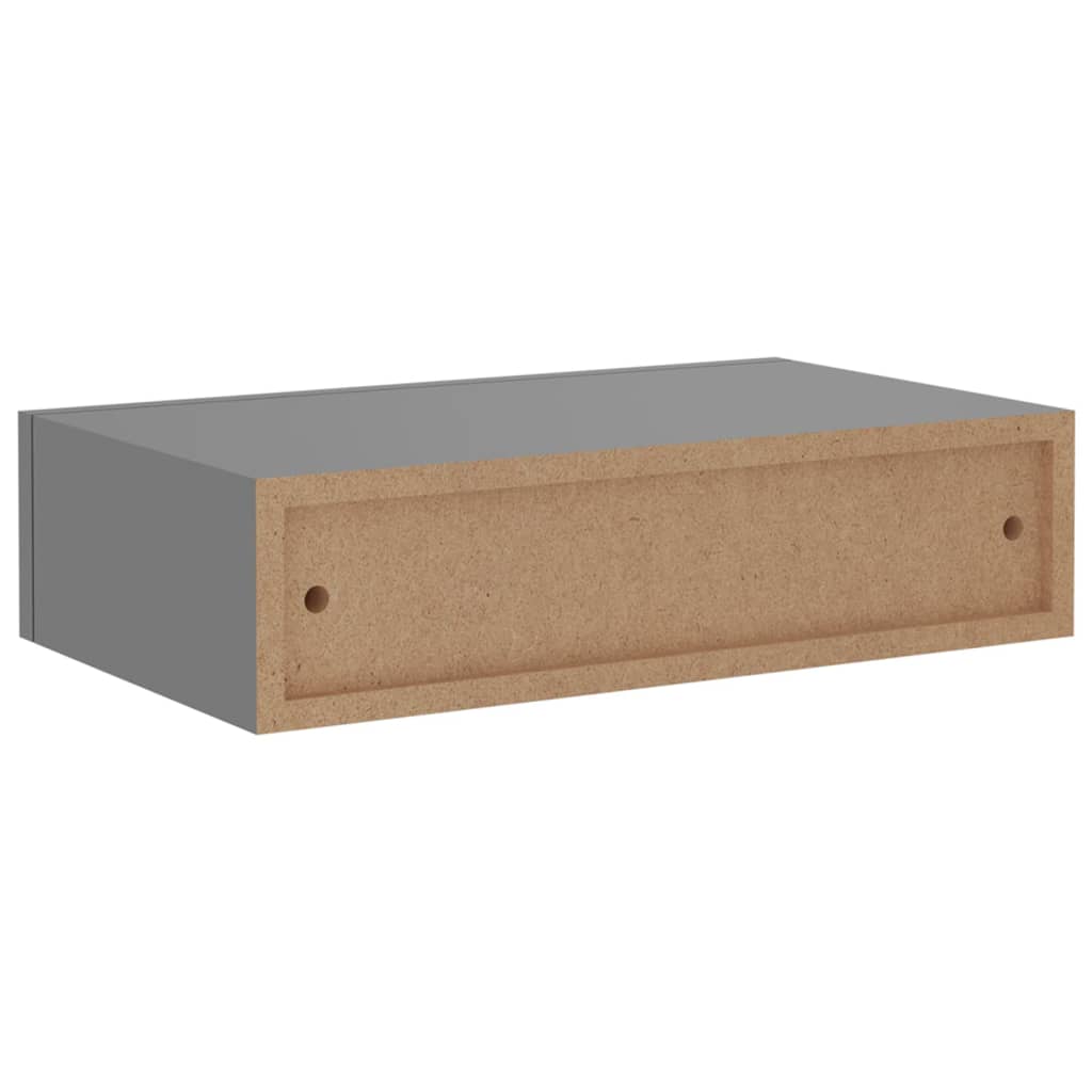 Wandschappen 2 St Met Lade 40X23,5X10 Cm Mdf Grijs 40 x 23.5 x 10 cm