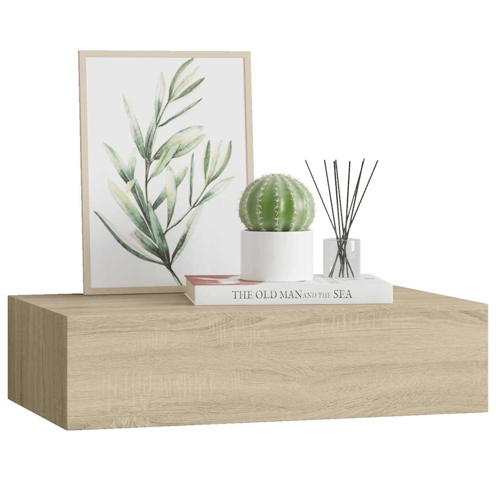 Wandschap met lade 40x23,5x10 cm MDF eikenkleurig