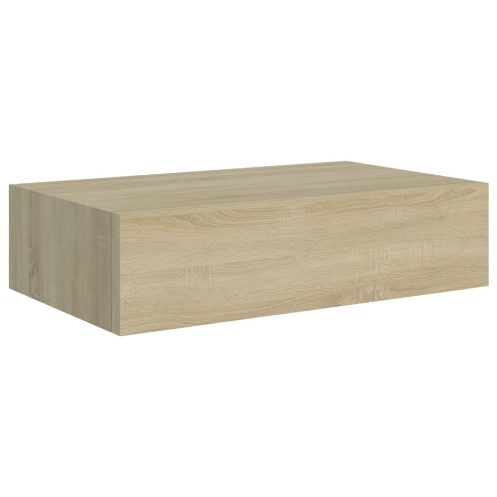 Wandschappen 2 St Met Lade 40X23,5X10 Cm Mdf Eikenkleurig 40 x 23.5 x 10 cm