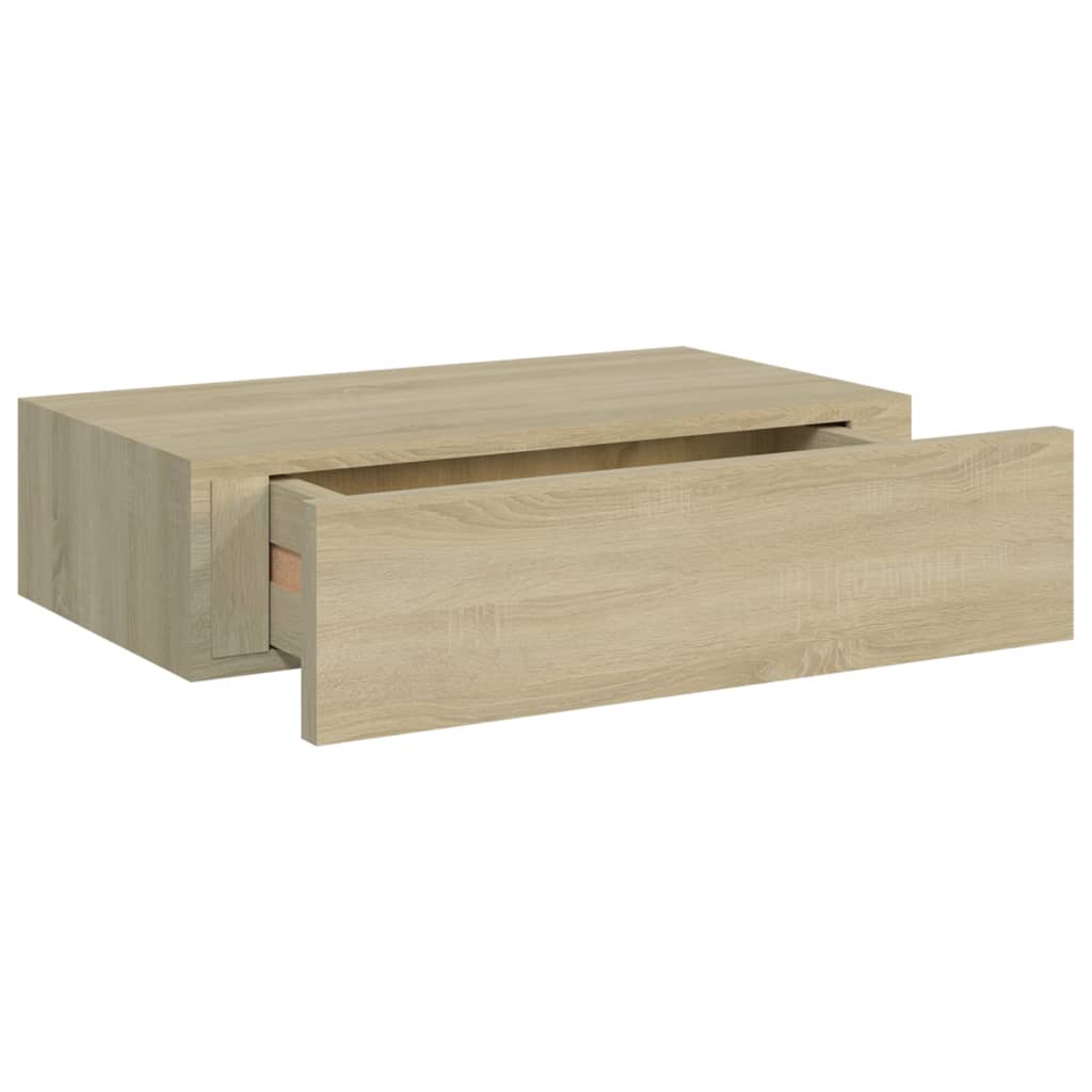 Wandschappen 2 St Met Lade 40X23,5X10 Cm Mdf Eikenkleurig 40 x 23.5 x 10 cm