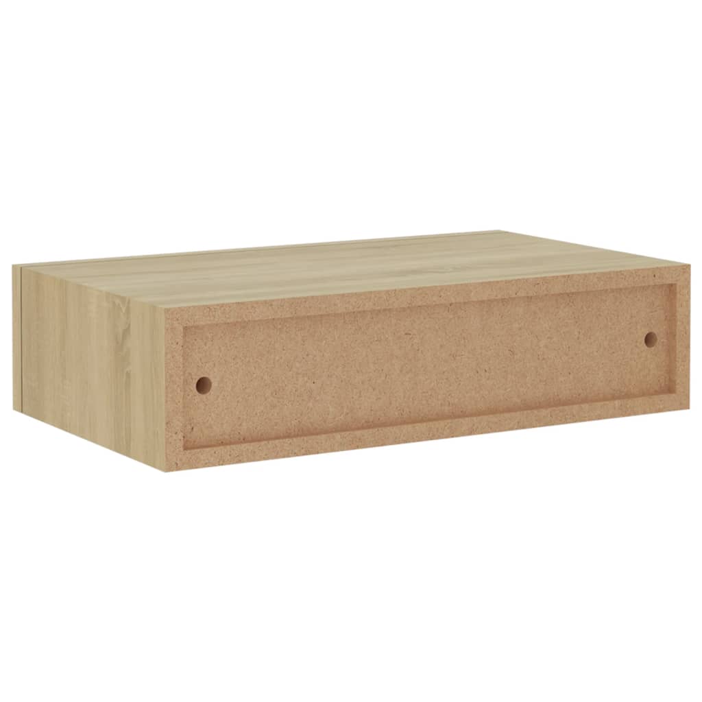 Wandschappen 2 St Met Lade 40X23,5X10 Cm Mdf Eikenkleurig 40 x 23.5 x 10 cm