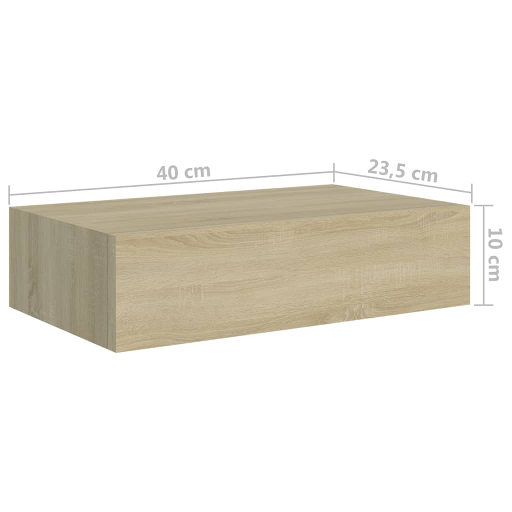 Wandschappen 2 St Met Lade 40X23,5X10 Cm Mdf Eikenkleurig 40 x 23.5 x 10 cm