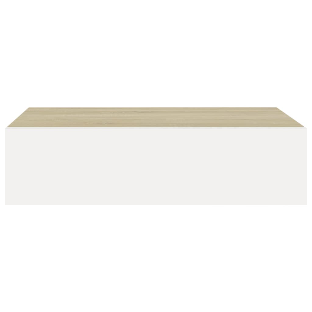 Wandschappen 2 St Met Lade 40X23,5X10 Cm Mdf Eikenkleur En Wit 40 x 23.5 x 10 cm Eiken en wit