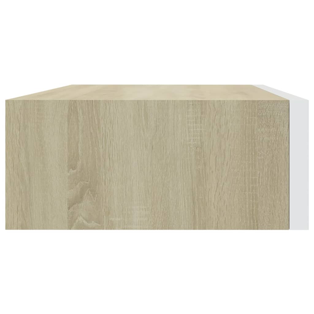 Wandschappen 2 St Met Lade 40X23,5X10 Cm Mdf Eikenkleur En Wit 40 x 23.5 x 10 cm Eiken en wit