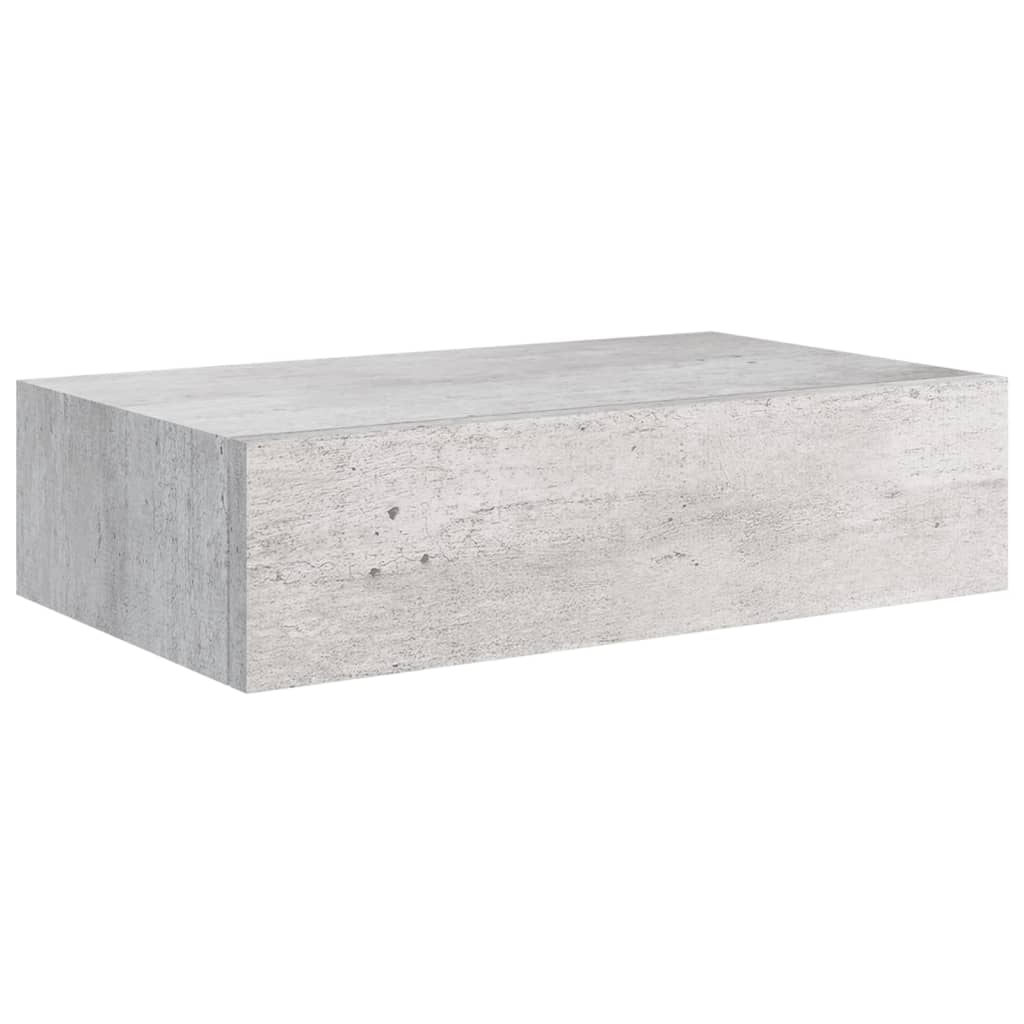 Wandschappen 2 St Met Lade 40X23,5X10 Cm Mdf Betongrijs 40 x 23.5 x 10 cm