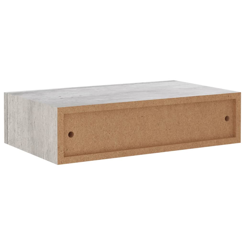 Wandschappen 2 St Met Lade 40X23,5X10 Cm Mdf Betongrijs 40 x 23.5 x 10 cm