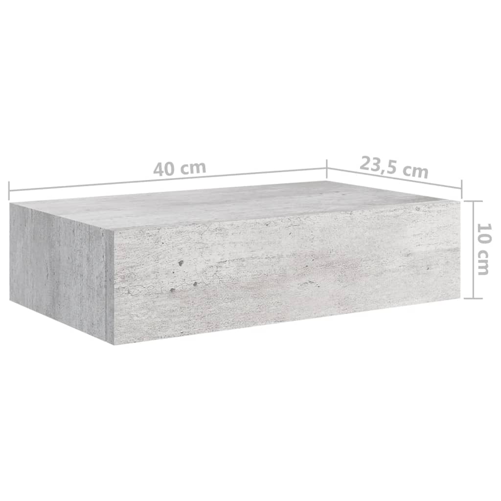 Wandschappen 2 St Met Lade 40X23,5X10 Cm Mdf Betongrijs 40 x 23.5 x 10 cm