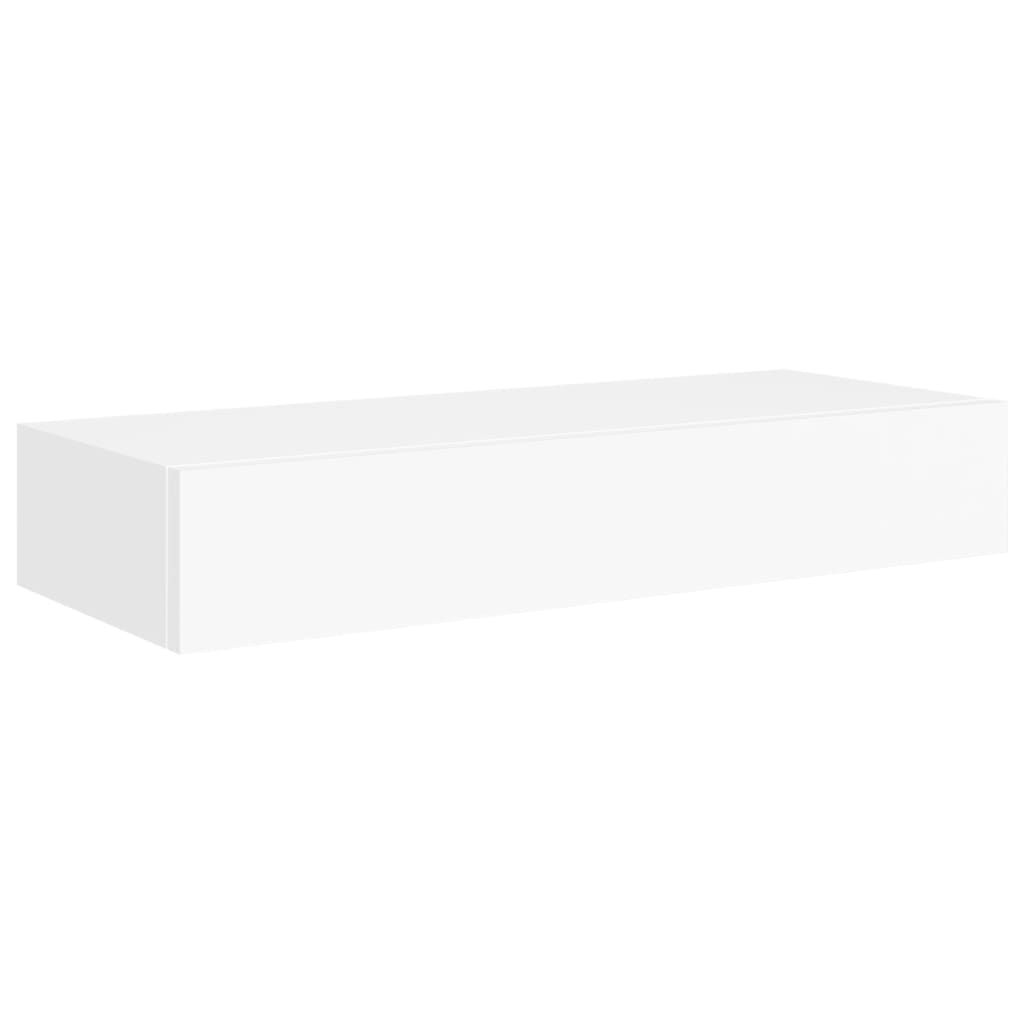 Wandschappen 2 St Met Lade 60X23,5X10 Cm Mdf Wit 60 x 23.5 x 10 cm