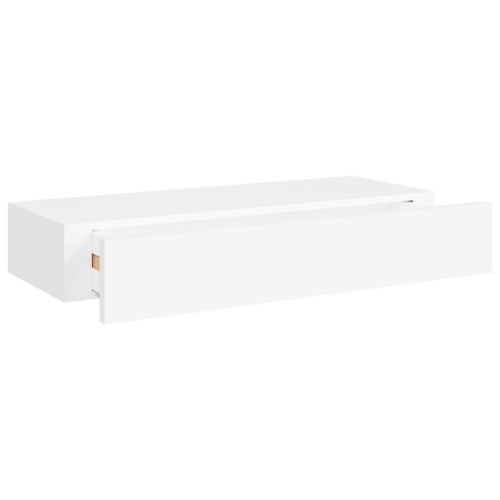 Wandschappen 2 St Met Lade 60X23,5X10 Cm Mdf Wit 60 x 23.5 x 10 cm