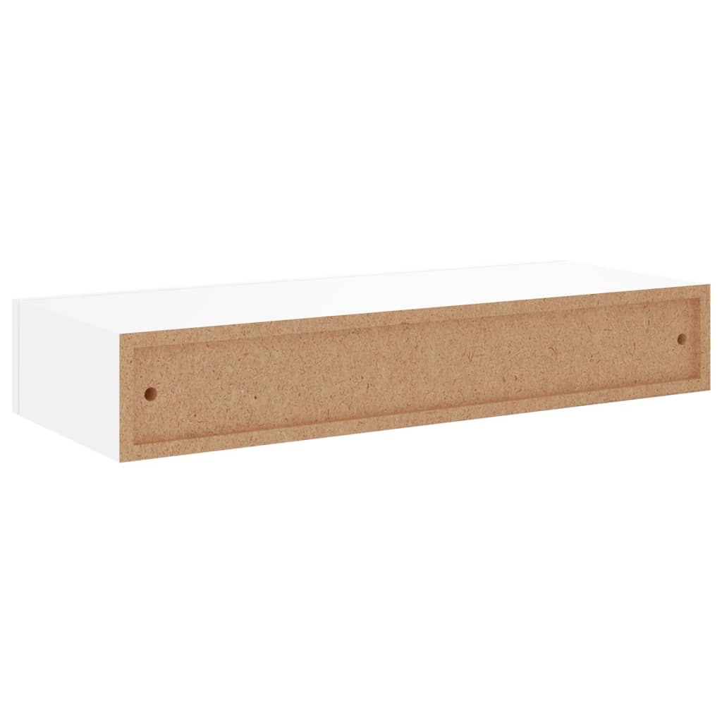 Wandschappen 2 St Met Lade 60X23,5X10 Cm Mdf Wit 60 x 23.5 x 10 cm