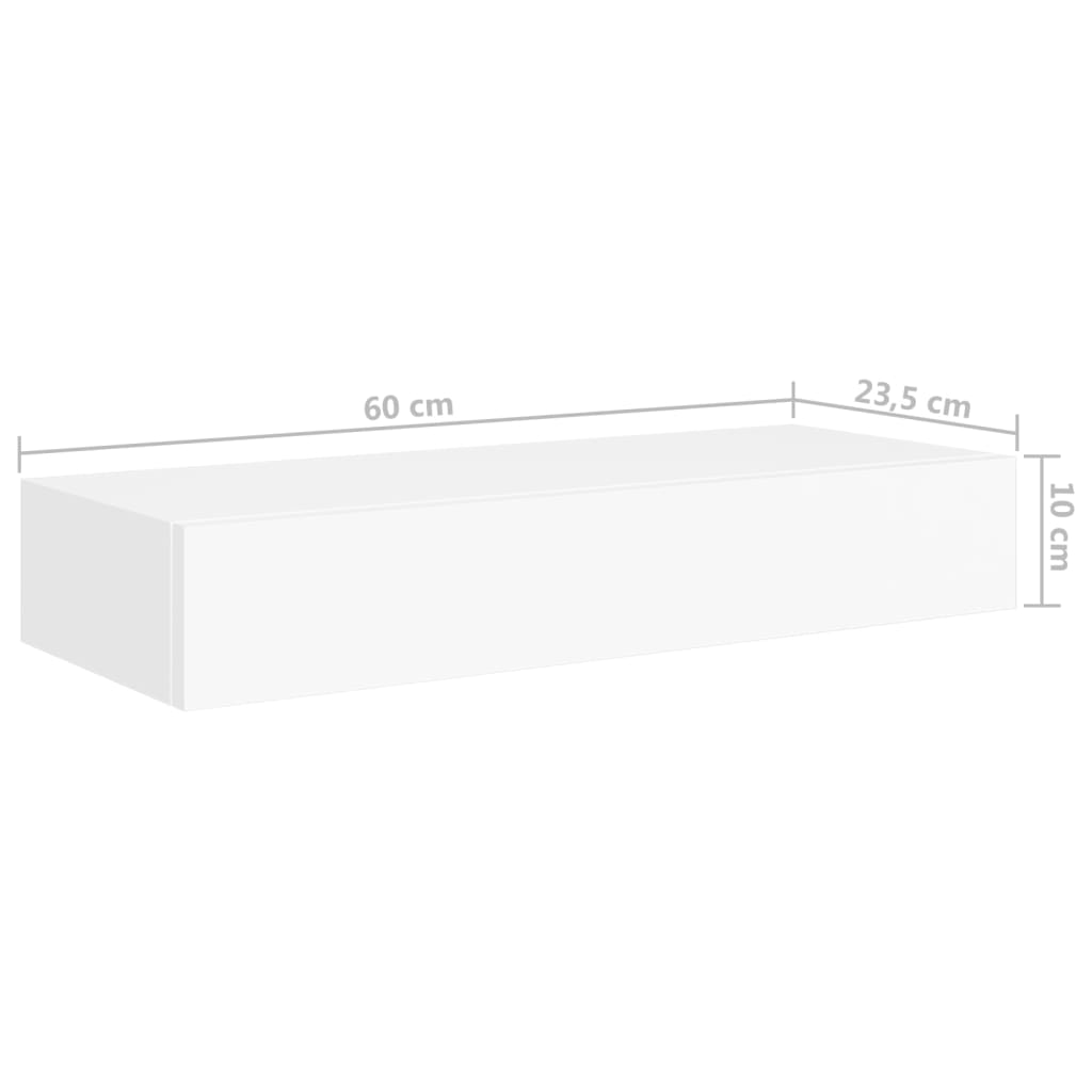 Wandschappen 2 St Met Lade 60X23,5X10 Cm Mdf Wit 60 x 23.5 x 10 cm