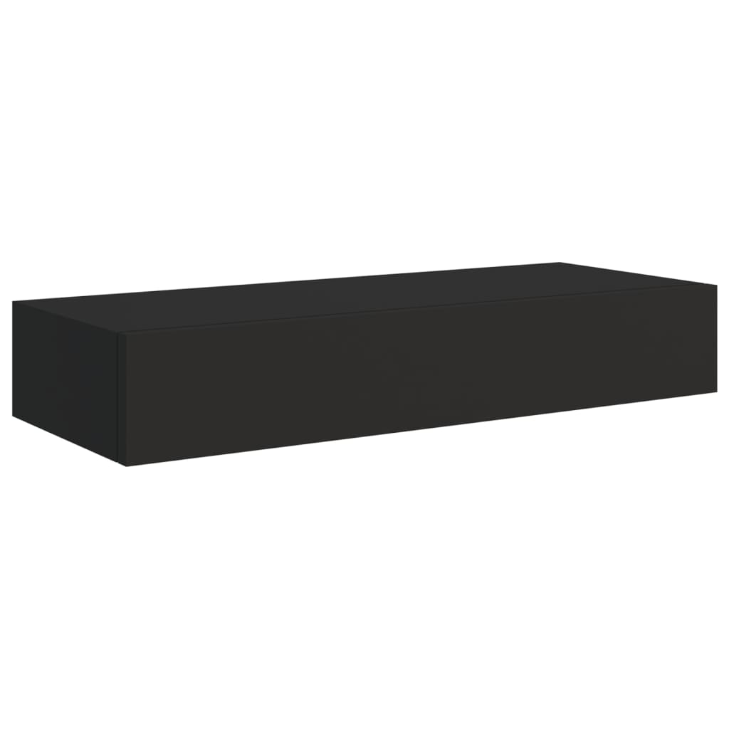 Wandschappen 2 St Met Lade 60X23,5X10 Cm Mdf Zwart 60 x 23.5 x 10 cm