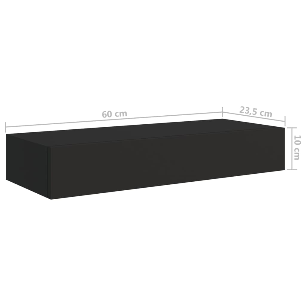 Wandschappen 2 St Met Lade 60X23,5X10 Cm Mdf Zwart 60 x 23.5 x 10 cm