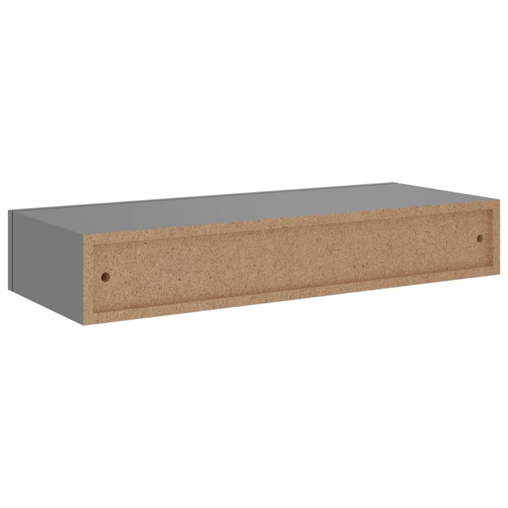 Viaxl Wandschappen 2 St Met Lade 60X23,5X10 Cm Mdf Grijs 60 x 23.5 x 10 cm