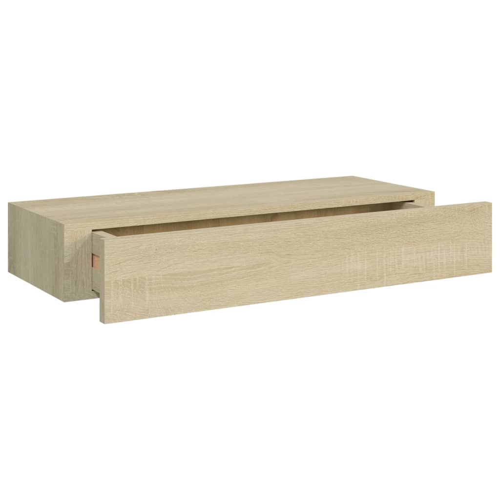 Viaxl Wandschappen 2 St Met Lade 60X23,5X10 Cm Mdf Eikenkleurig 60 x 23.5 x 10 cm