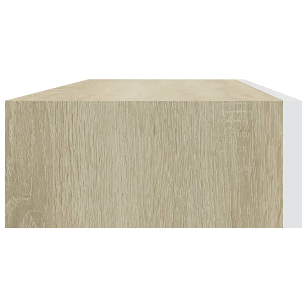 Wandschappen 2 St Met Lade 60X23,5X10 Cm Mdf Eikenkleurig Wit 60 x 23.5 x 10 cm Eiken en wit