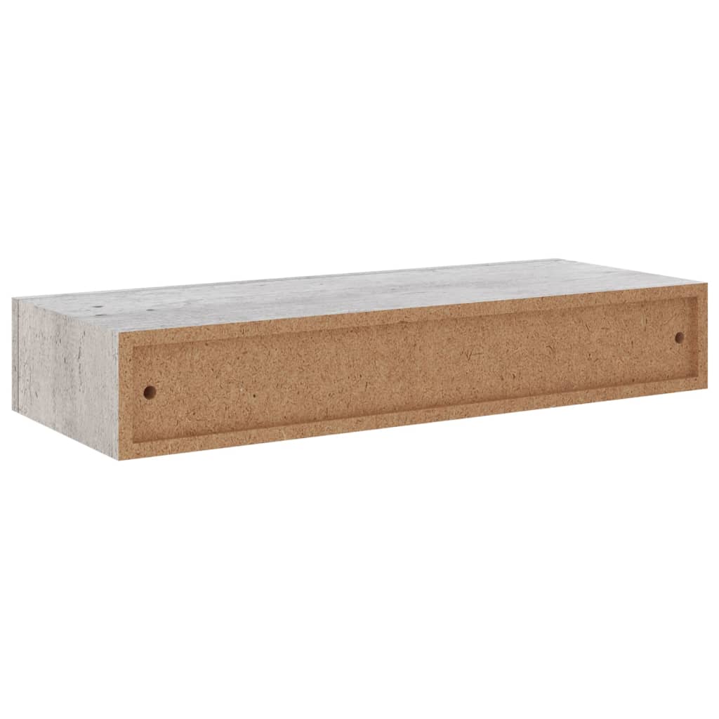 Wandschappen 2 St Met Lade 60X23,5X10 Cm Mdf Betongrijs 60 x 23.5 x 10 cm