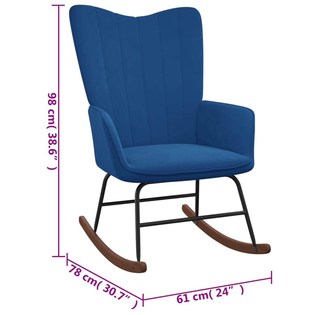 Schommelstoel Fluweel Blauw 1 Zonder voetensteun