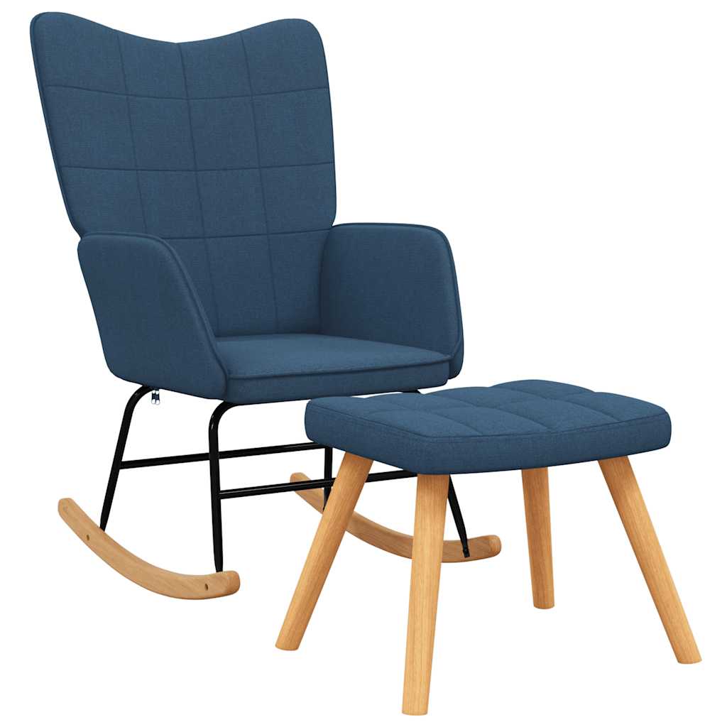 Schommelstoel Met Voetenbank Stof 1 Blauw