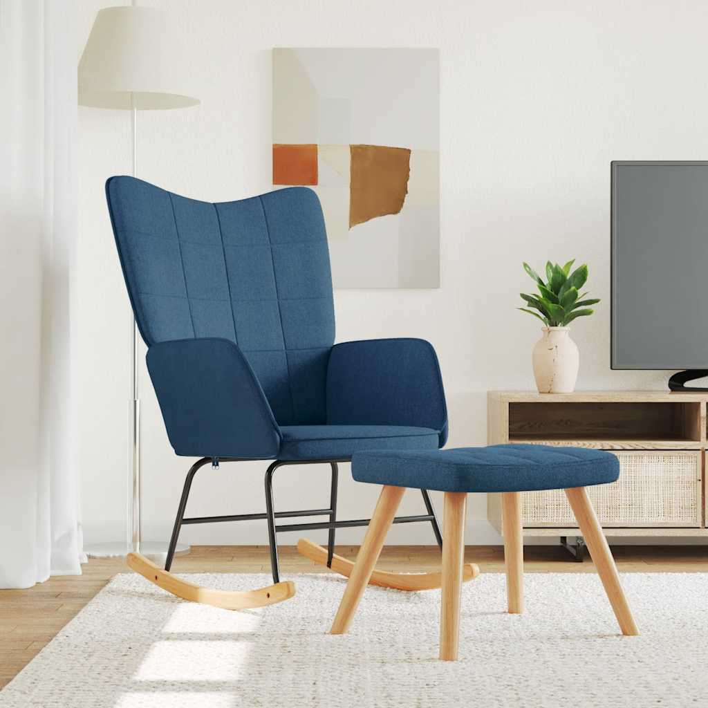 Schommelstoel Met Voetenbank Stof 1 Blauw