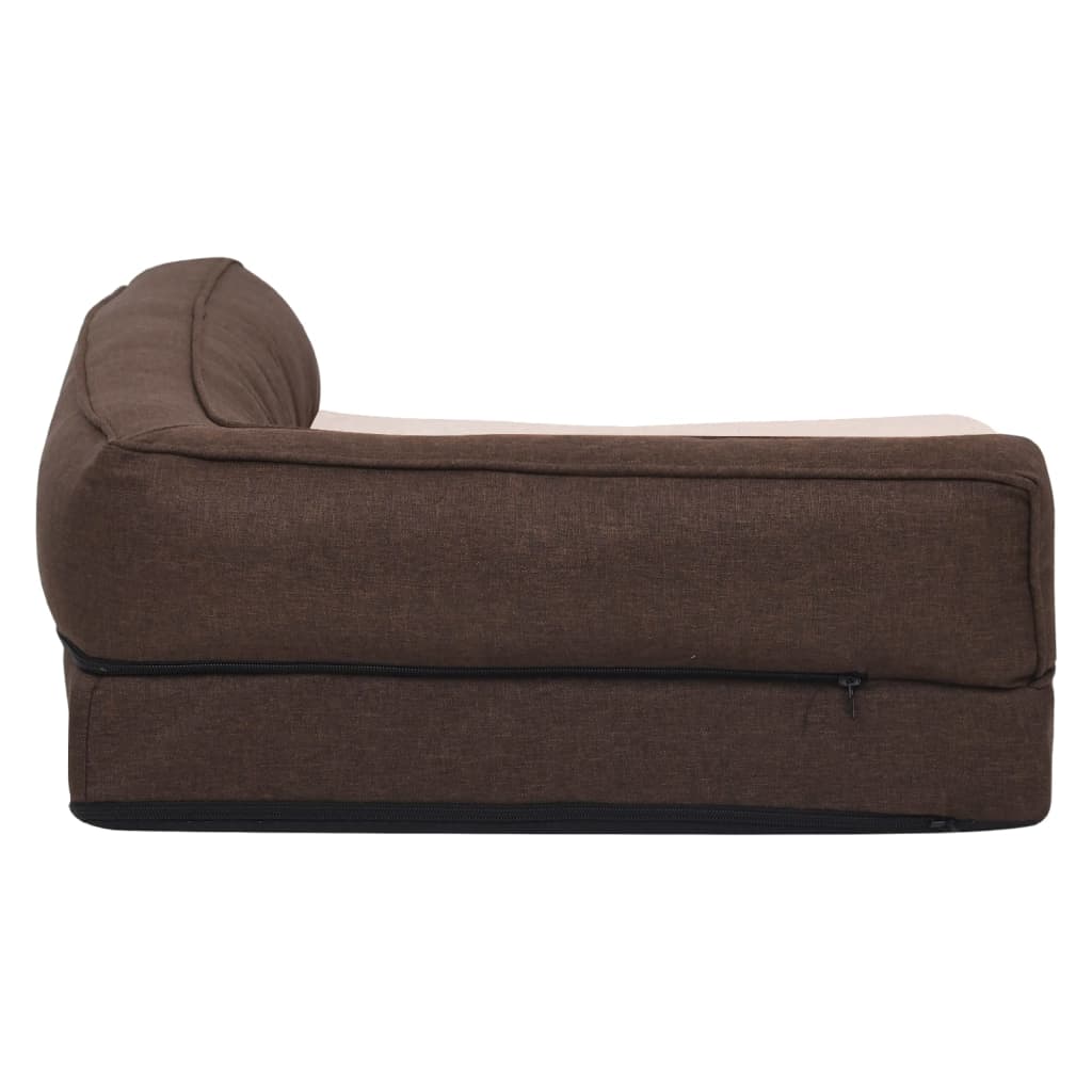 Hondenbed Ergonomisch Linnen-Look 60X42 Cm Fleece Bruin