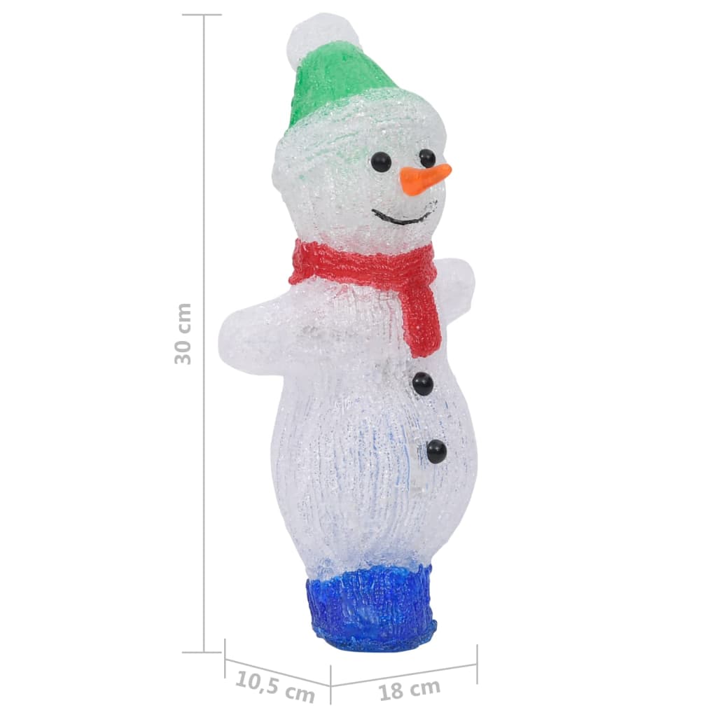 Kerstfiguur Sneeuwman Led Binnen En Buiten 30 Cm Acryl Wit