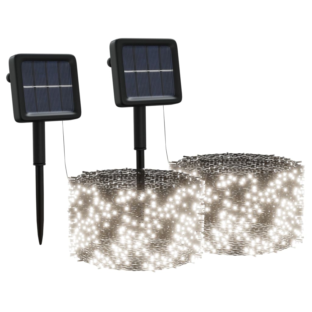 Lichtsnoeren 2 st met 2x200 LED's solar binnen/buiten koudwit