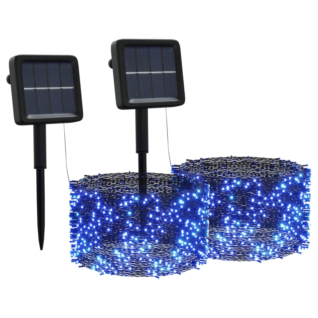 Lichtsnoeren 2 st met 2x200 LED's solar binnen/buiten blauw