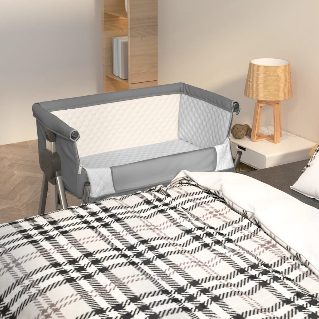 Babybed met matras linnen donkergrijs