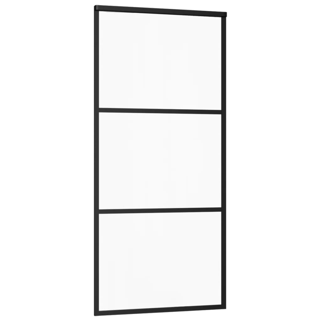 Schuifdeur 90x205 cm ESG-glas en aluminium zwart