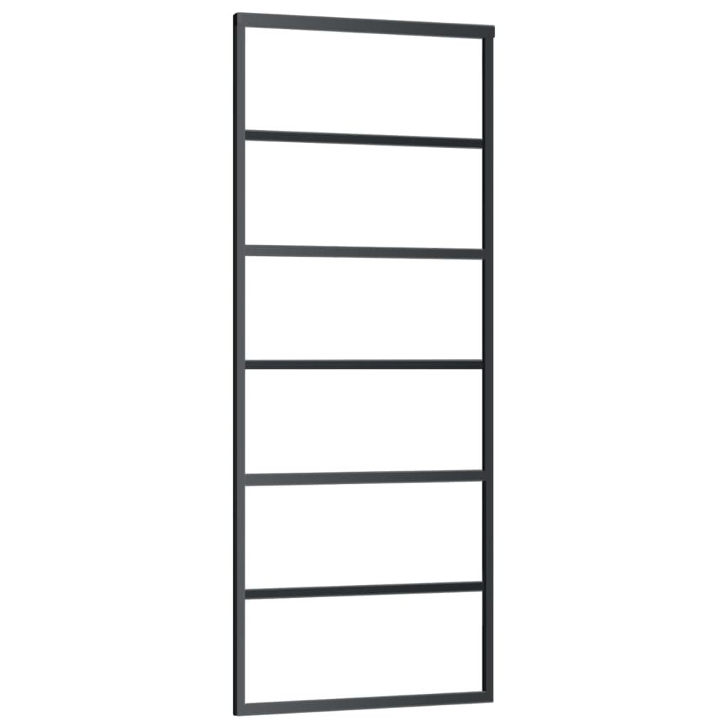 Schuifdeur 76x205 cm ESG-glas en aluminium zwart