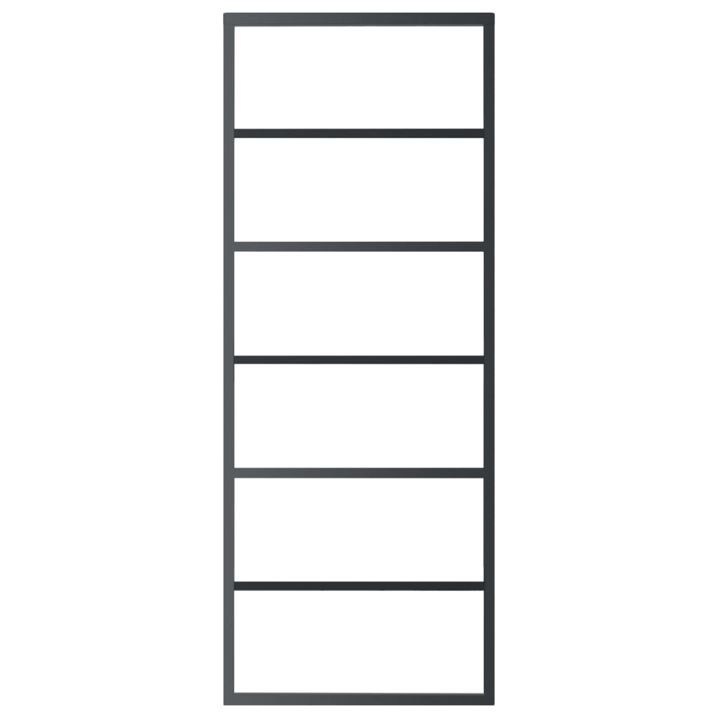 Schuifdeur 76x205 cm ESG-glas en aluminium zwart