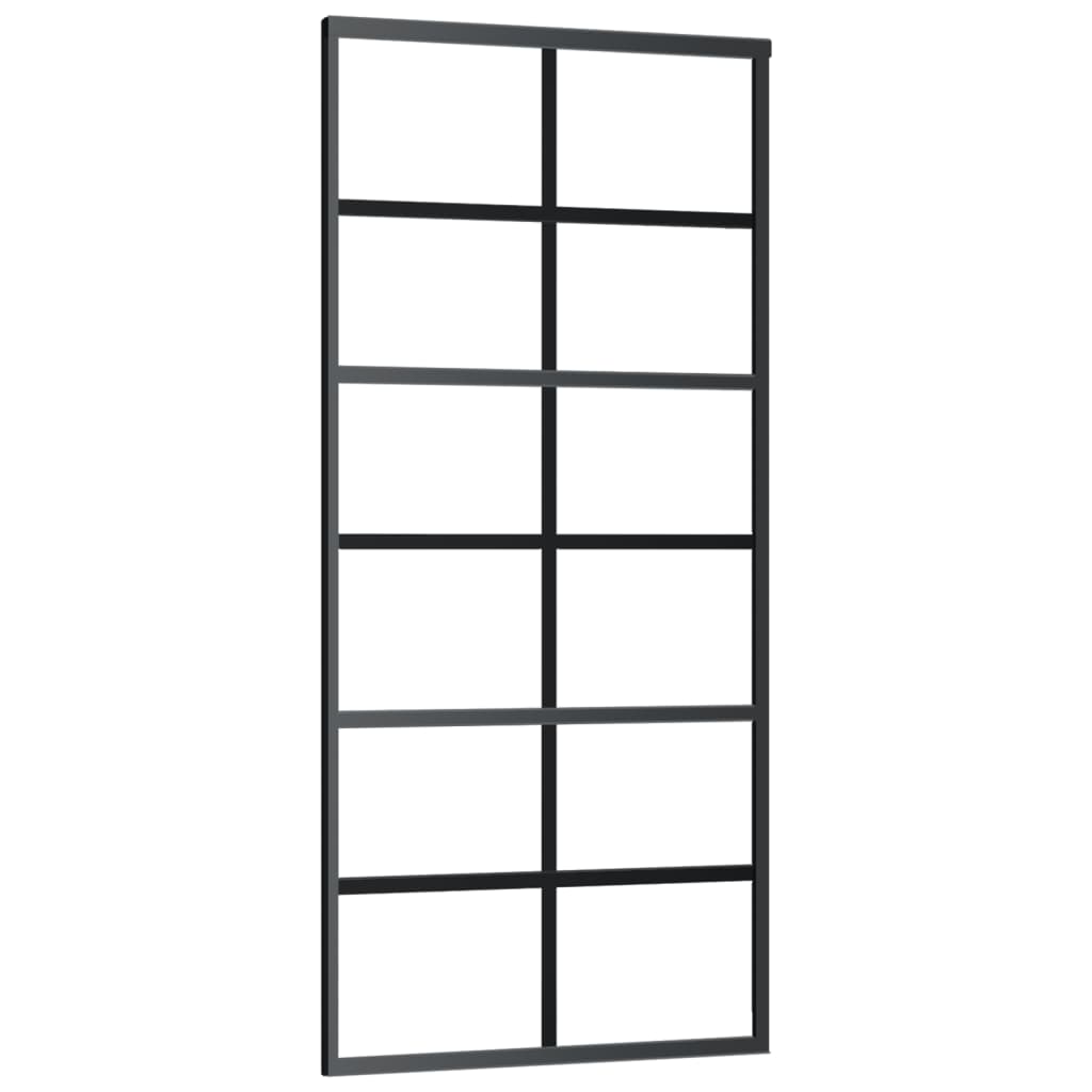 Schuifdeur 90x205 cm ESG-glas en aluminium zwart