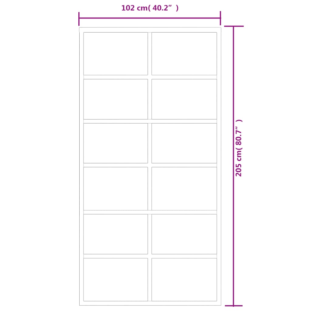 Schuifdeur 102x205 cm ESG-glas en aluminium zwart