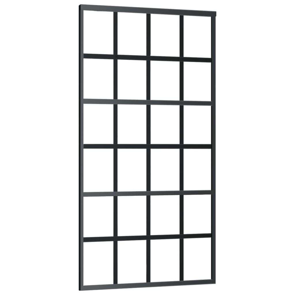 Schuifdeur 102x205 cm ESG-glas en aluminium zwart